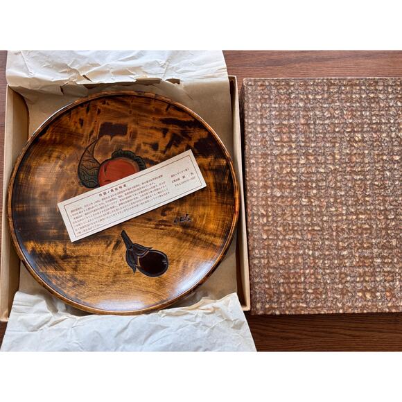 [Like New] Vintage Japanese Large Wooden Plate, hand-carved, urushi finish - Picture 4 of 15
